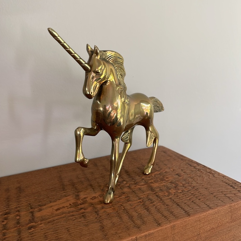 VINTAGE Solid Brass Unicorn Figurine